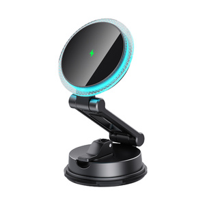 Chargeur de voiture sans fil magnétique flexible 15W à fixation automatique sur grille d'aération universel pour iPhone avec lumière RVB - Product Image 1