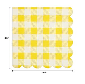 Usine directe 50-Pack 6.5x6.5 pouces serviettes en papier à carreaux jaunes pour la fête d'anniversaire mariage serviettes à carreaux jetables jaunes - Product Image 5