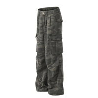 Dernier design de jeans baggy camouflage pour hommes Jeans cargo multi-poches d'extérieur Jeans empilés à la mode pour hommes Pantalons de camouflage