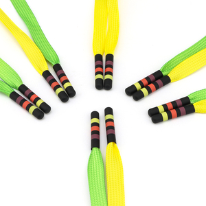 Tali Sepatu Sneaker dengan Logo Cetak Kustom, Gradasi Kuning-Hijau, Poliester, Datar, dengan Ujung Logam - Product Image 3