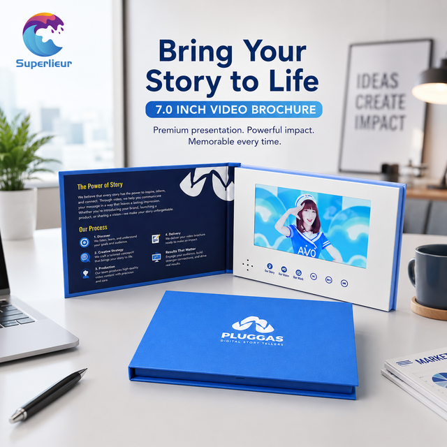 Superlieur Educational Manual 7.0 Inch LCD Video Mailer Training Presentation IPS Panel Volume Control Video Media Brochure
