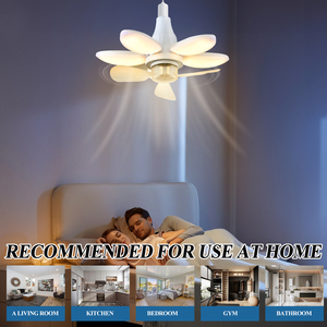 Lotus <span class=keywords><strong>พัดลม</strong></span><span class=keywords><strong>เพดาน</strong></span> LED ปรับลมได้, ฐาน E27ลูเมนสูงปรับได้4สปีดสำหรับโรงนาโรงรถโรงรถโรงรถ - Product Image 3