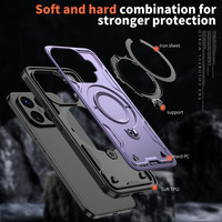Étui de téléphone magnétique antichoc en TPU PC, protection des 4 coins, 360° °   Support rotatif avec anneau et coque intégrale pour Xiaomi 17 15 14 T Pro