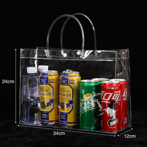 Bolsa de compras de <span class=keywords><strong>PVC</strong></span> PP, bolsas de plástico transparentes con asas para embalaje de regalo cosmético de vino - Product Image 6