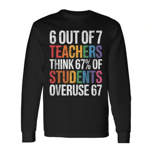 6 de cada 7 profesores creen que 67 estudiantes usan excesivamente camisetas de manga larga con frases. - Product Image 2