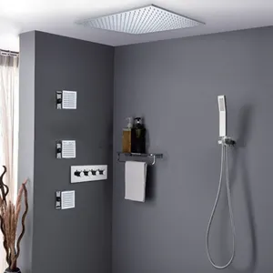 Spa Massage concealed shower system sets With large 24 Inch Ceil Mounted SS Rain Shower Head Big Spa Body Massage Spray