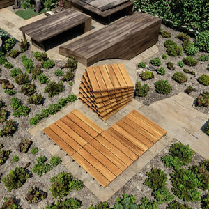 आधुनिक 11.8 "एक्स 11.8" इंटरलॉकिंग एकासिया लकड़ी डेकिंग टाइल्स को आउटडोर पैटियो और गोदाम फर्श के लिए ब्रश फिनिश टेक - Product Image 3