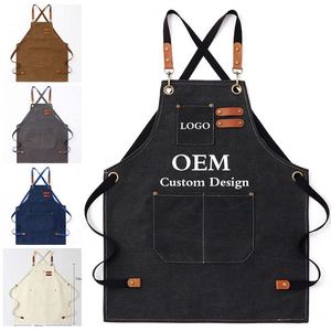 Delantal de algodón resistente con bolsillos para herramientas, ideal para barista, chef, jardinero, barbero, para cafetería, trabajo, estilo vaquero para hombre - Product Image 1