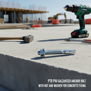 Boulon d'ancrage galvanisé PtB Pro avec écrou et rondelle pour fixation dans le béton - Product Image 3