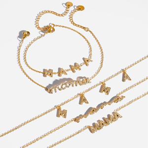 สร้อยคอจี้รูปตัวอักษร Mama สร้อยทองคำ จี้ห้อยคอ เครื่องประดับสำหรับผู้หญิง ของขวัญ สไตล์หรูหรา - Product Image 1