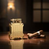 Briquet à gaz double torche en métal JIFENG JF-119 avec boîte cadeau pour club de cigares, cadeau d'affaires