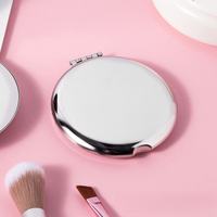 Miroir rectangulaire pliable double face en acier inoxydable avec logo personnalisé Petit mini miroir cosmétique portable