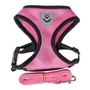 Harness Anjing Bahan Jaring Bernapas Murah Berkualitas Pabrik, Set Tali Pengikat dan Harness Warna Solid dengan Fitur Reflektif, Rompi Hewan Peliharaan Berbulu - Product Image 4