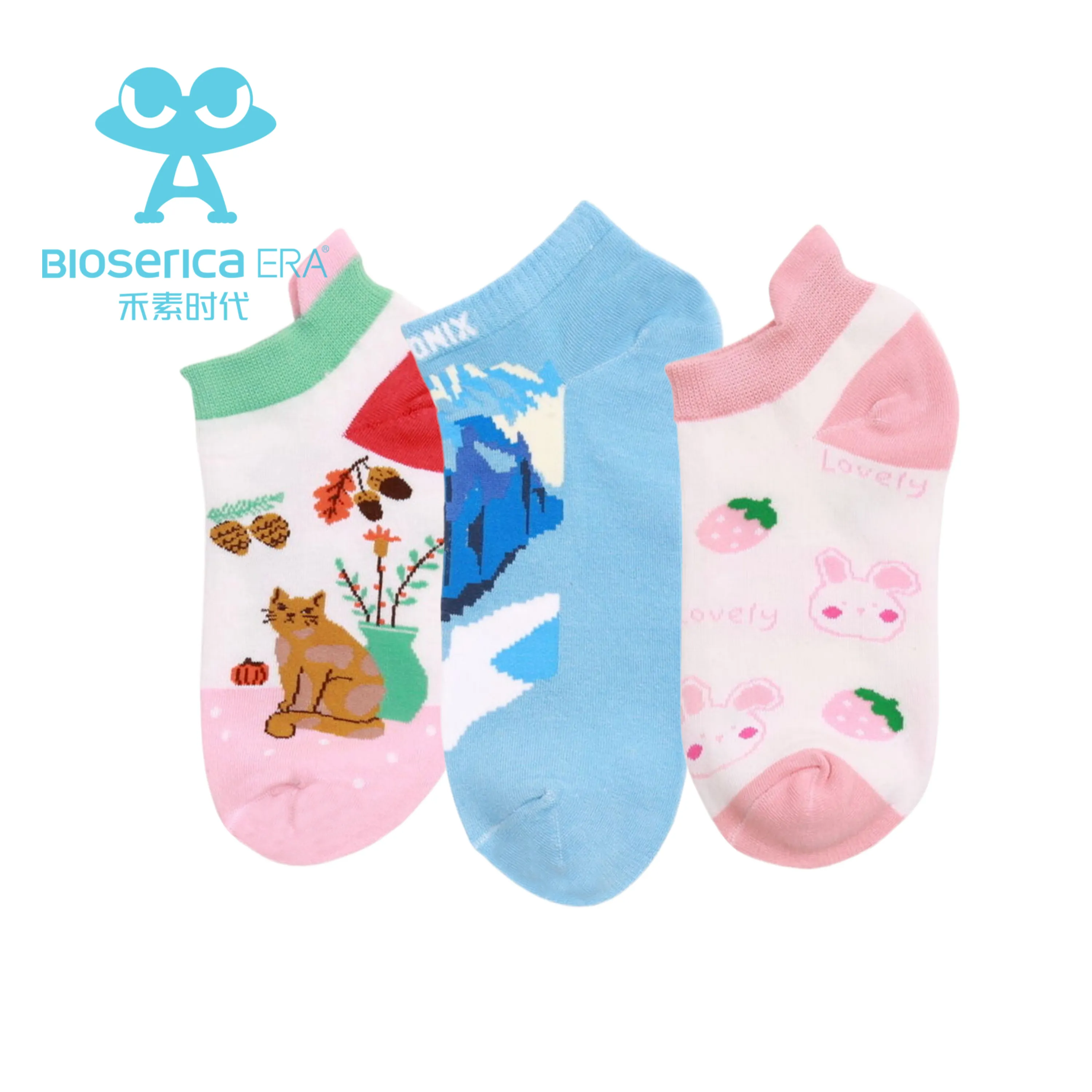 Bioserica Era chaussettes personnalisées femmes cheville chaussettes adolescente école jacquard cheville chaussettes