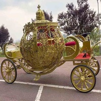 Charrette à Chevaux de Luxe Dorée de Haute Qualité pour Visites Touristiques, Mariage, Charrette Royale à Chevaux pour la Vente