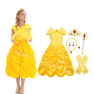 Costumi di Halloween all'Ingrosso, Abiti da Principessa Belle per Bambine, Costume da <span class=keywords><strong>La</strong></span> Bella e <span class=keywords><strong>la</strong></span> Bestia per Feste in Maschera e Carnevale - Product Image 1