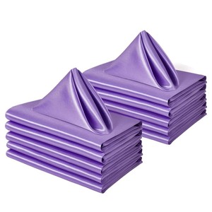 Servetten voor bruiloften, stoffen servetten, rode polyester satijnen servetten, 12x12 inch, zijdezachte tafellinnen & -hoezen - Product Image 6