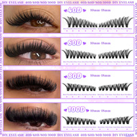Cils en grappe Euro-Américains 10-18mm Courbure D, faux cils segmentés DIY, volume naturel