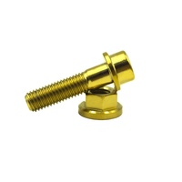 Baut Titanium GR5 M7*27mm Kepala Flens Golden Cup, Baut Hex Socket Dengan Mur Flens Hex, Sekrup Allen Kepala Cap Laris Manis