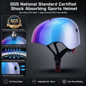 Casque demi-coque réglable pour enfants - Garçons et filles - Équipement de sécurité pour vélo, patins à roulettes, skateboard et draisienne - Product Image 3