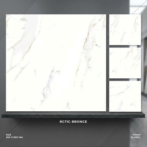 Azulejos de Porcelana Esmaltada con Aspecto de Mármol Blanco Carrara de 600x600 mm, Elegantes para Pisos Interiores de Villas y Resorts - Product Image 2