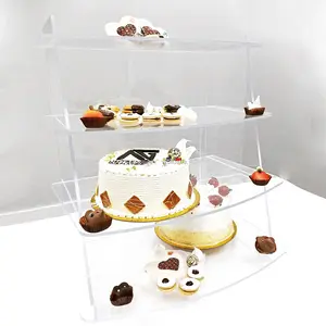 Akrilik Display Cupcake Pernikahan Berdiri Akrilik Toko Roti Donat Rak Display Meja