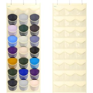 Baseball Hat Rack 24 Pockets <b>Over</b> <b>the</b> <b>Door</b> Organizer Clear Deep Pockets Foldable Design PVC Material for Hat Storage Display - Product Image 1