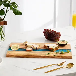 Vente chaude Planches À Découper En Bois Massif Bois Qualité Fromage Fruits Steak Service Planche Olive Bois Résine Planche À Découper