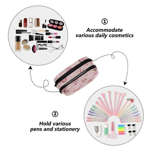 Nueva llegada, estuche para lápices con estampado de flores personalizado, bolsa de cosméticos portátil de cuero PU, bolsa de maquillaje para mujer, para viaje - Product Image 4