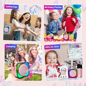 Mini Mquina De <span class=keywords><strong>Karaoke</strong></span> Kalonka Avto Bass Machine para niños adultos altavoz portátil BT con 2 micrófonos inalámbricos Mic - Product Image 2