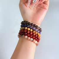 Bracelet en perles de quartz naturel transparent, cornaline et obsidienne de 8 mm, pierres de Feng Shui, bijoux en pierres précieuses pour amis - Vente en gros