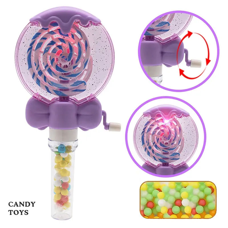 Giocattoli di plastica con giocattoli a manovella leggeri a forma di lecca-lecca giocattoli vuoti per tubi di caramelle contenitore trasparente in plastica