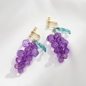 2021ใหม่หวานอะคริลิคใสแฟชั่นผลไม้ต่างหูสีม่วงองุ่นต่างหูสำหรับสุภาพสตรี - Product Image 6
