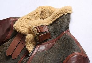 Manteaux d'<span class=keywords><strong>aviateurs</strong></span> en fourrure rétro OEM haute couture General Patton B3 Vestes en cuir de mouton pour hommes - Product Image 4