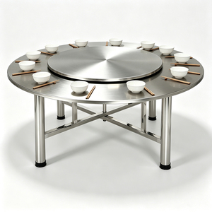 Table ronde de salle <span class=keywords><strong>à</strong></span> manger en acier inoxydable commercial, grande conception séparée avec plateau tournant amovible pour banquet, <span class=keywords><strong>restaurant</strong></span> et hôtel - Product Image 6