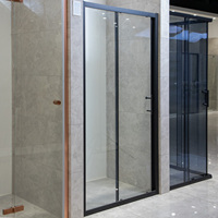 Porte de douche coulissante avec cadre noir, cabine de douche en verre trempé, paroi de douche en verre dépoli, vente en gros sur mesure