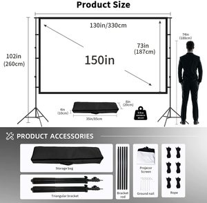 Xách tay 16:9 4K <span class=keywords><strong>HD</strong></span> phía sau phía trước màn hình phim kéo xuống với túi mang theo nếp nhăn-miễn phí thiết kế rạp hát tại nhà sân sau rạp chiếu phim chiếu - Product Image 3