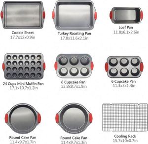 Juego <span class=keywords><strong>de</strong></span> 9 piezas <span class=keywords><strong>de</strong></span> moldes para hornear <span class=keywords><strong>de</strong></span> aluminio y acero al carbono antiadherentes con rejilla <span class=keywords><strong>de</strong></span> enfriamiento y asas <span class=keywords><strong>de</strong></span> silicona, aptos para horno, para compradores comerciales <span class=keywords><strong>de</strong></span> alimentos - Product Image 4