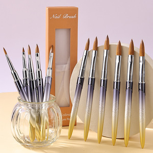 Pinceau pointu portable en poils de vison avec manche en métal doré pour la sculpture de poudre et le nail art, idéal pour les salons - Product Image 2