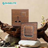 Interruptor de pared eléctrico Shinelite de diseño superdelgado con placa de madera, interruptor de 16A, nuevo modelo