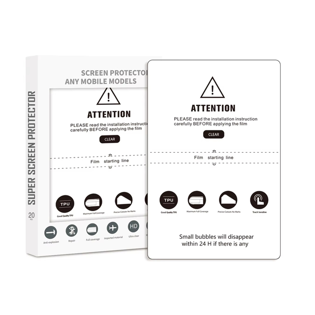 3A Grade Universal Screen Protector for Mobile Phones 4 Layer Self-Healing HD Matte  Anti Spy Hydrogel TPU Film for Phones