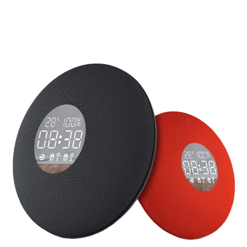 Números alto-falantes ovo 2023, caixa de som com tela redonda bluetooth, despertador digital, relógio de mesa, rádio fm, exibição de temperatura