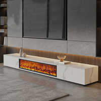 Meuble TV en pierre frittée, nouveau design, en promotion, avec cheminée décorative à flamme simulée et tiroirs, pour salon de luxe