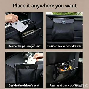 Bolsa de Almacenamiento Universal de Lujo para Auto, Impermeable, de PU, Plegable, para Colgar en el Respaldo del Asiento, Multifuncional, Organizador de Basura - Product Image 4