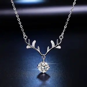 Colar banhado a prata VVS D Moissanite com pingente de corrente de diamantes e joias da moda para mulheres