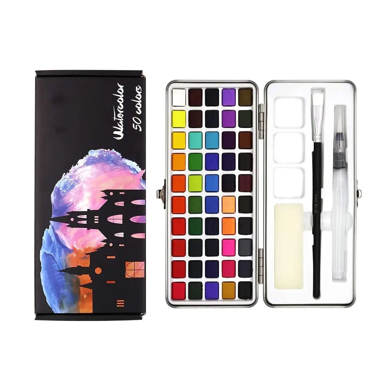 Kit de 50 aquarelles naturelles, ensemble d'aquarelles solide, peinture professionnelle non toxique pour la peinture