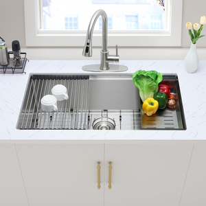 <span class=keywords><strong>Évier</strong></span>s de <span class=keywords><strong>cuisine</strong></span> à montage sous plan à cuve unique, acier inoxydable 304 de calibre 16, finition nickel brossé - Product Image 3