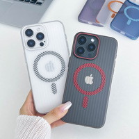 Nouvelle mode étui magnétique en fibre de carbone pour iPhone 17 15 16 Pro Max Transparent antichoc téléphone portable coque arrière protecteur