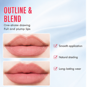Natural Non-stick Mineral Cup Glossy Texture Waterproof Double-ended Lip Liner Lip <b>Brush</b> for Daily <b>Makeup</b> OEM ODM Lip Pencil - Product Image 3