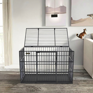 Sıcak satış Modern anti-çiğnemek Metal köpek sandık açık üst katı desen demir büyük köpek kafesi kulübesi çıkarılabilir plastik tepsi ile - Product Image 1